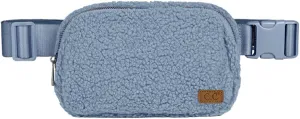 C.C Sherpa Fanny Pack For Women Unisex - Fuzzy Daily Waist Crossbody Belt bag With Adjustable Strap (Denim)