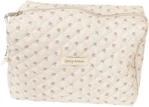 Cessfle Kawaii Cotton Makeup Bag Large Travel Cosmetic Bag Quilted Coquette Makeup Pouch Aesthetic Floral Toiletry Bag, (7lj9ky1zu2jy4az3D0102)