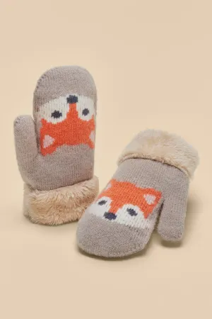 Childrens Knitted Fox Mittens