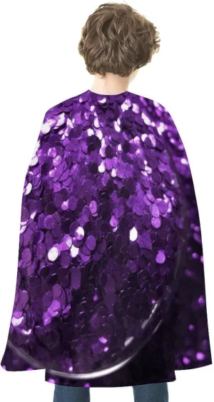 Cloak for Women Men Beautiful Purple Glitter Halloween Cape Reversible Cape Halloween Costumes Adult Cape for Cosplay Party