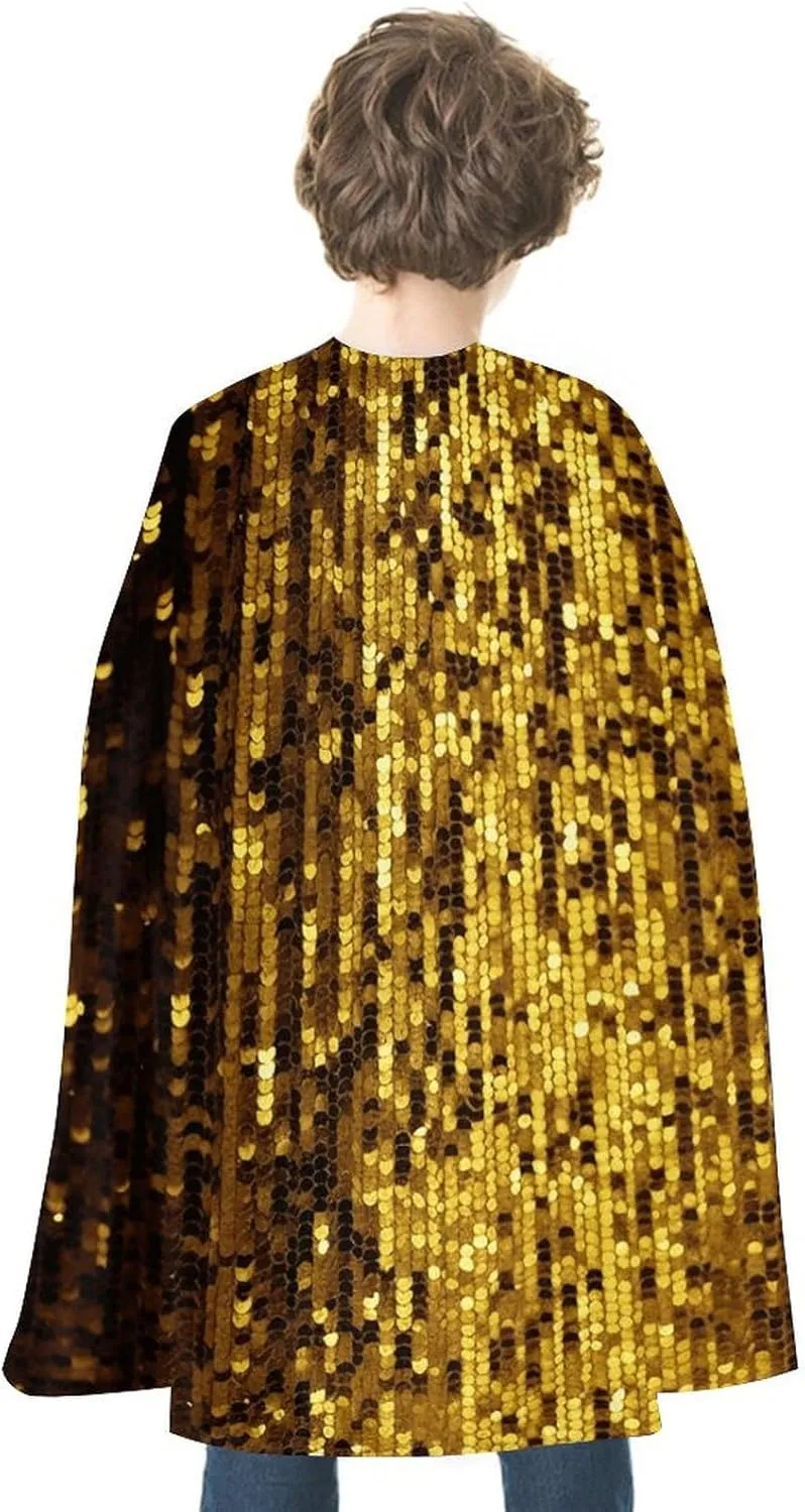 Cloak for Women Men Gold Sequin Sparkle Halloween Cape Reversible Cape Halloween Costumes Adult Cape for Cosplay Party