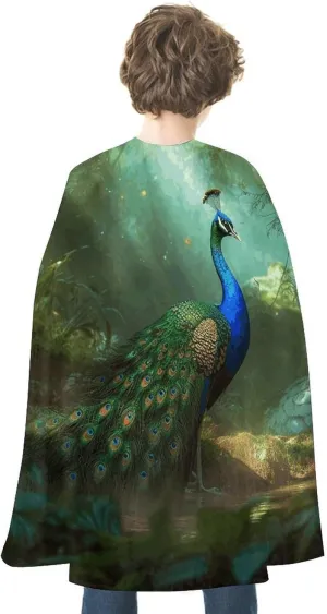 Cloak for Women Men Peacock in Forest Halloween Cape Reversible Cape Halloween Costumes Adult Cape for Cosplay Party