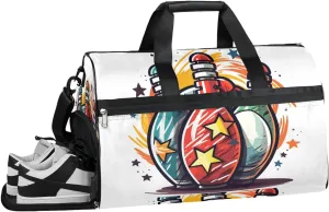 Colorful Bowling Sport Gym Bag for Women Men with Shoes Compartment & Wet Pocket, Travel Duffel Bag Sport Gym Tote Bags Swimming Yoga Ballet Weekend Overnight Bag Carry on Bag for Airplane