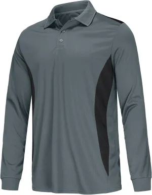 Corna Men's Short Sleeve Polo Shirts L-5XL, UPF 50  Moisture Wicking Casual Performance Dry Fit Golf Shirts