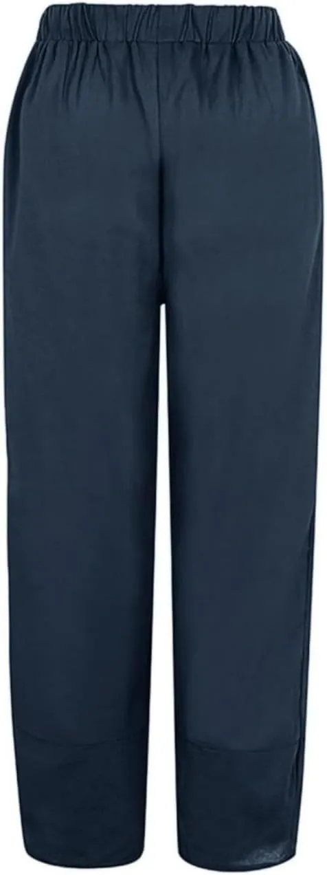 Cotton Linen Pants for Women Wide Leg Elastic Waist Capri Pant Casual Loose Palazzo Cropped Trousers with Pockets