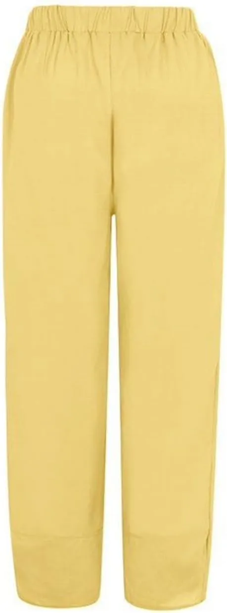 Cotton Linen Pants for Women Wide Leg Elastic Waist Capri Pant Casual Loose Palazzo Cropped Trousers with Pockets