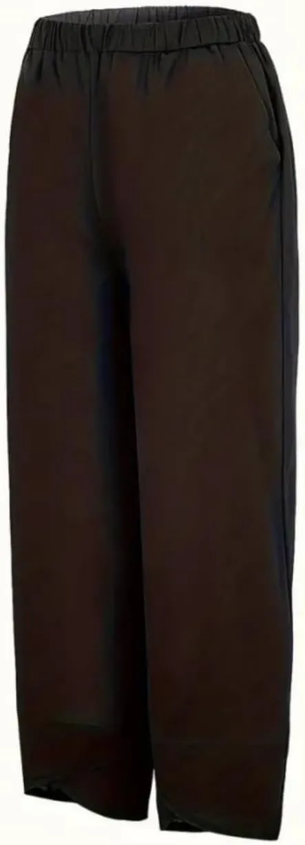 Cotton Linen Pants for Women Wide Leg Elastic Waist Capri Pant Casual Loose Palazzo Cropped Trousers with Pockets