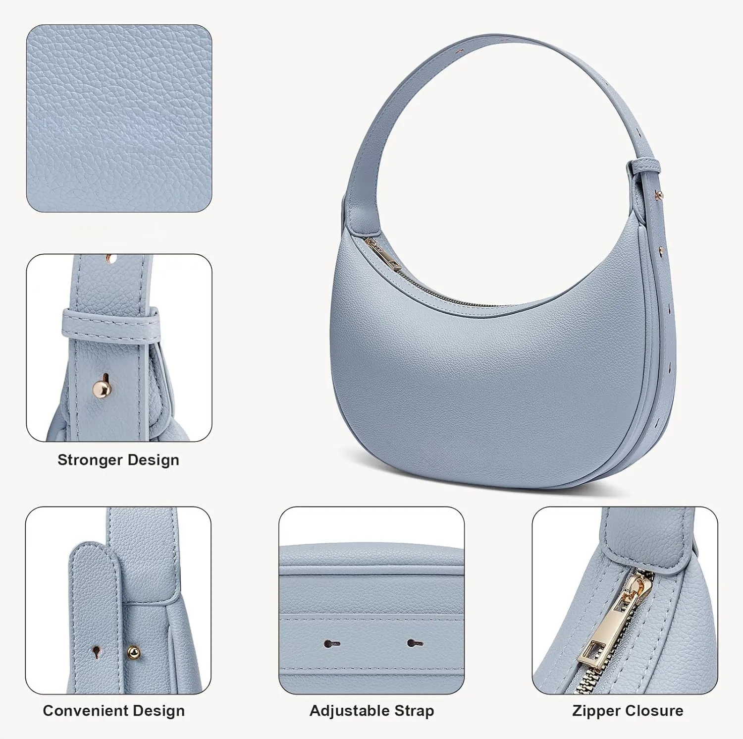 Crescent Shoulder Bag for Women Trendy Crossbody Hobo Purse Genuine Leather for Daily Wear