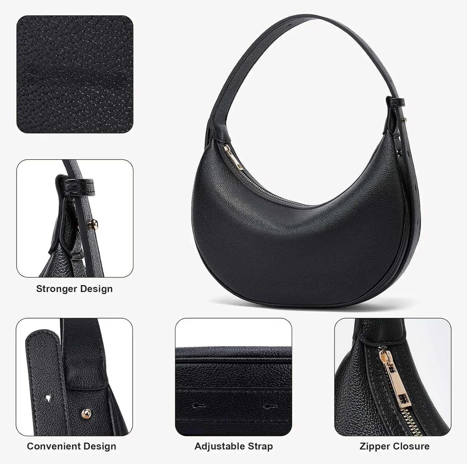 Crescent Shoulder Bag for Women Trendy Crossbody Hobo Purse Genuine Leather for Daily Wear