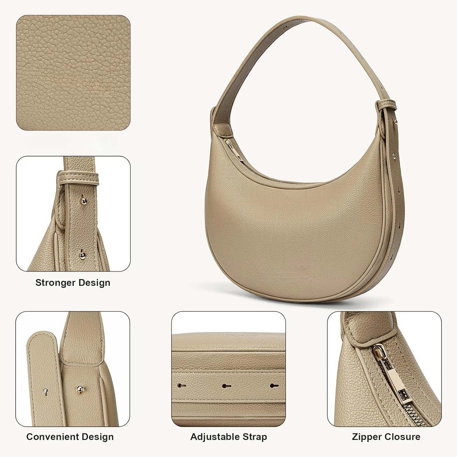 Crescent Shoulder Bag for Women Trendy Crossbody Hobo Purse Genuine Leather for Daily Wear