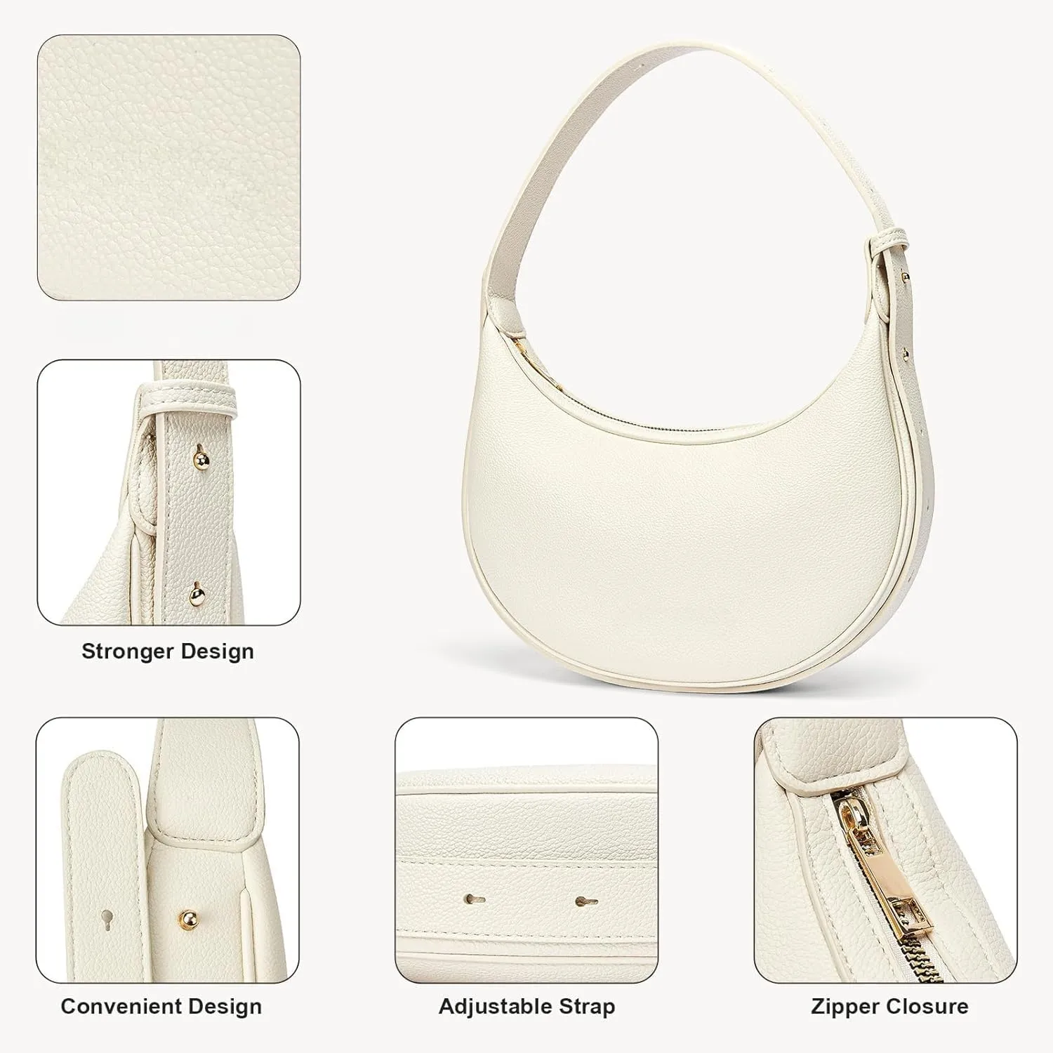 Crescent Shoulder Bag for Women Trendy Crossbody Hobo Purse Genuine Leather for Daily Wear