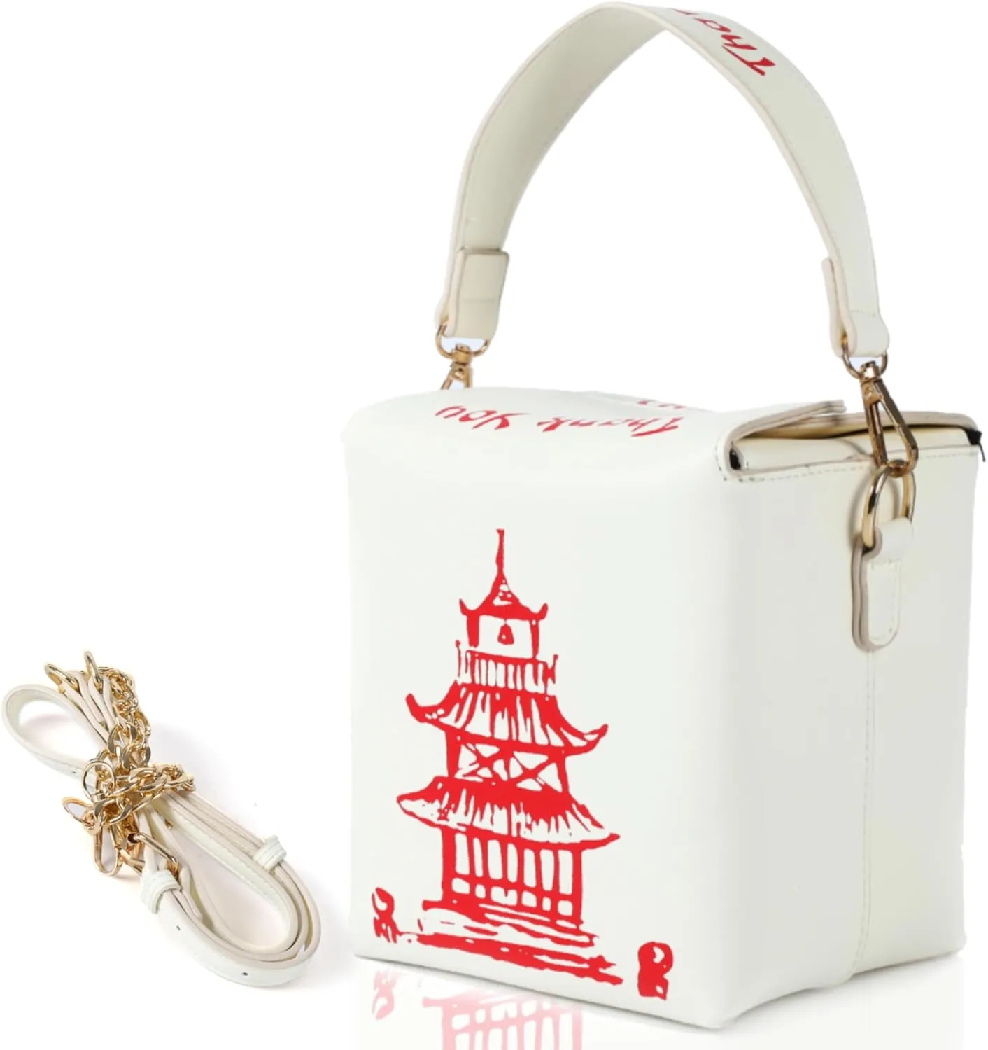 Crossbody Purses and Shoulder Handbags for Women PU Leather Chinese Takeout Box Purse Tote Bag Top Handle Satchel Bags