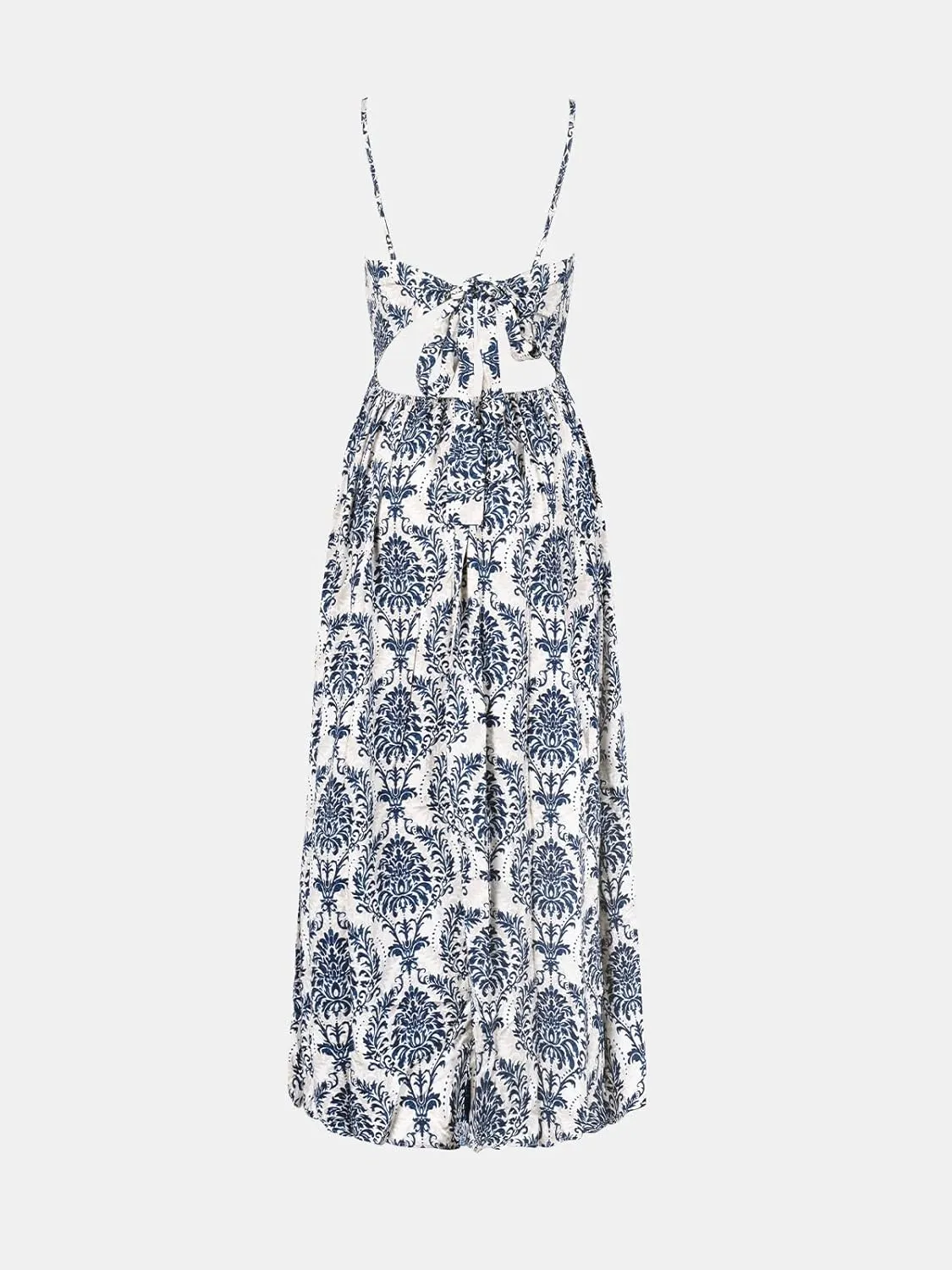 CUPSHE Women's Beach Maxi Dress Floral Paisley Spaghetti Strap Backless Tie Back Long Cami Dresses