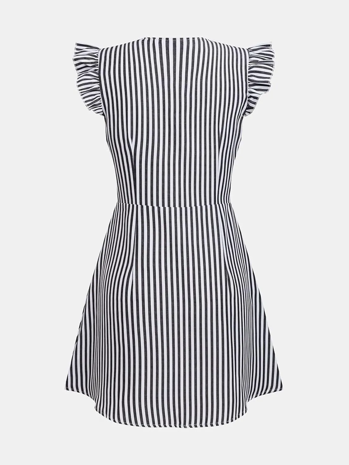 CUPSHE Women's Striped Flutter Sleeve Mini Dress Ruffle Button V Neck Summer Casual Dresses