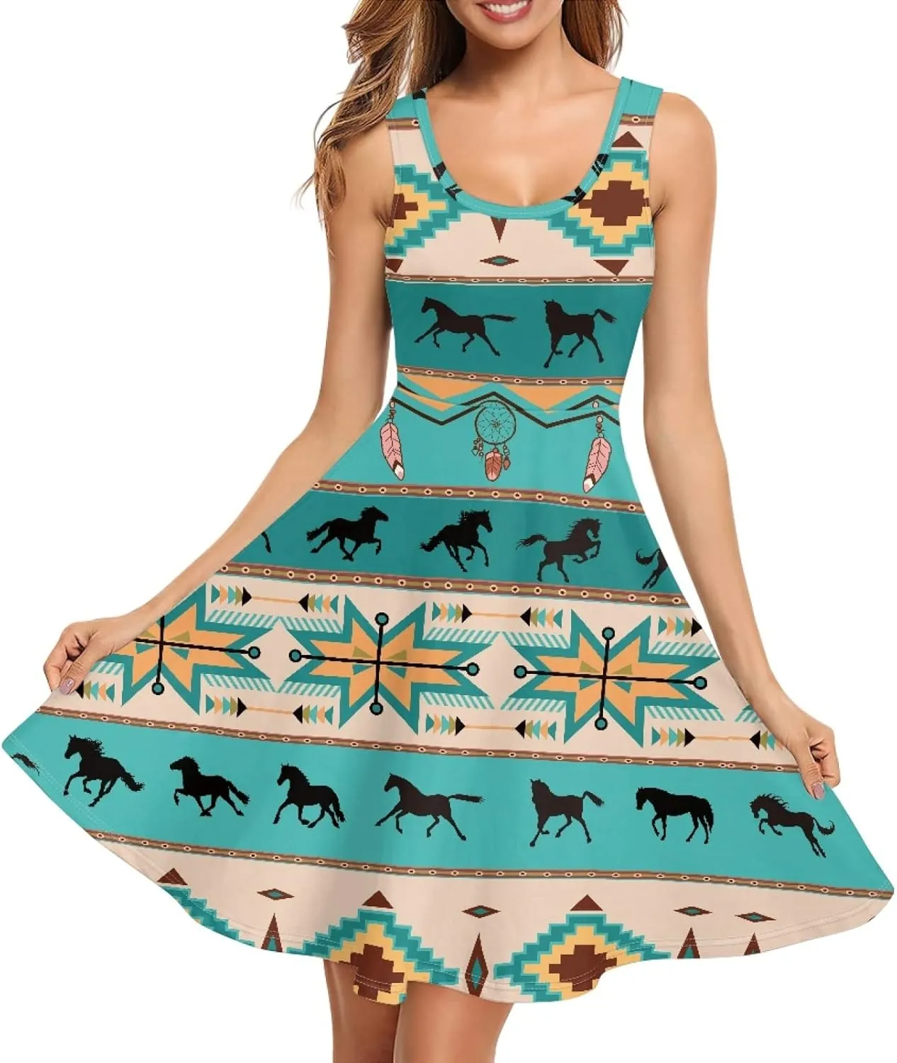Dreaweet Casual Sleeveless Dresses for Women Girls, Round Neck Tank Dresses with Pockets Summer Sundress Size XS-4XL