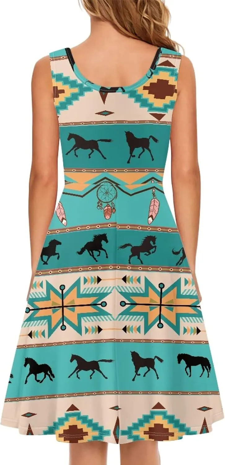 Dreaweet Casual Sleeveless Dresses for Women Girls, Round Neck Tank Dresses with Pockets Summer Sundress Size XS-4XL