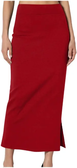 Elegant Wrap Fishtail Skirts for Women High Waisted Split Side Skirt Elastic A Line Midi Skirts Bodycon Office Skirt