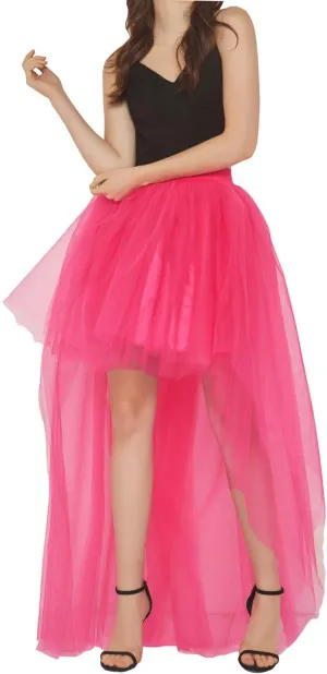 FEOYA Women High Low Tutu Skirts Layered Mesh Tulle Skirt Princess Wedding Evening Prom Dovetail Skirts