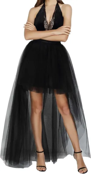 FEOYA Women High Low Tutu Skirts Layered Mesh Tulle Skirt Princess Wedding Evening Prom Dovetail Skirts