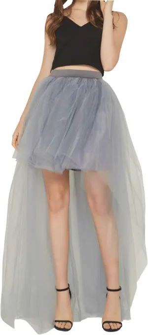 FEOYA Women High Low Tutu Skirts Layered Mesh Tulle Skirt Princess Wedding Evening Prom Dovetail Skirts
