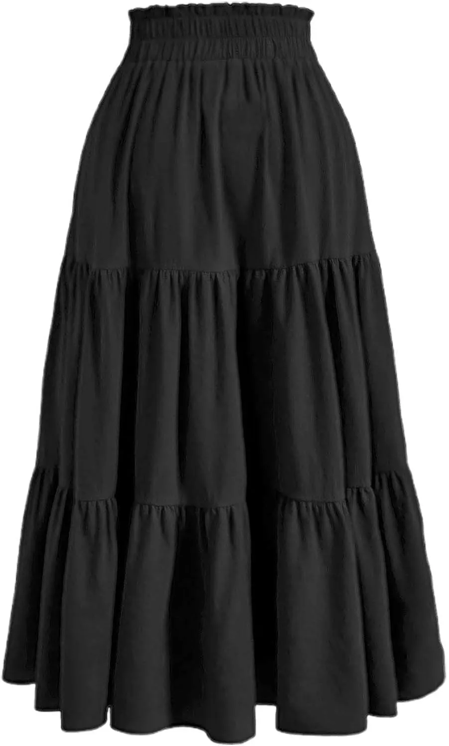 Floral Maxi Skirt for Women Summer Comfy Tiered Elastic High Waisted Skirts Vacation A-Line Flowy Swing Long Skirts