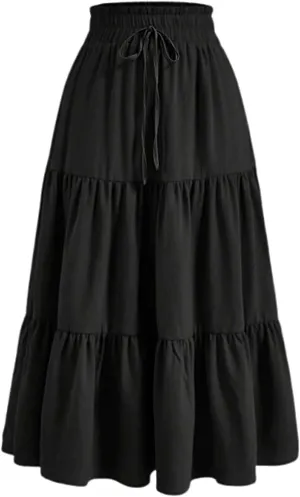 Floral Maxi Skirt for Women Summer Comfy Tiered Elastic High Waisted Skirts Vacation A-Line Flowy Swing Long Skirts