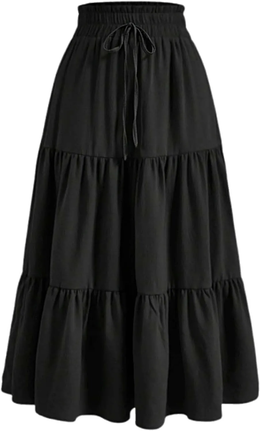 Floral Maxi Skirt for Women Summer Comfy Tiered Elastic High Waisted Skirts Vacation A-Line Flowy Swing Long Skirts