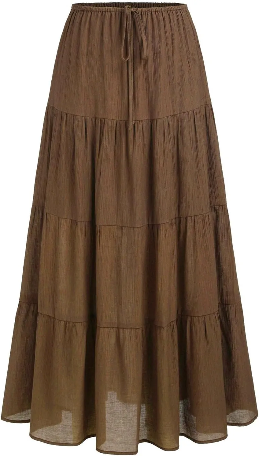 Floral Maxi Skirt for Women Summer Comfy Tiered Elastic High Waisted Skirts Vacation A-Line Flowy Swing Skirts
