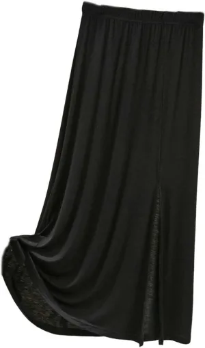 Flowy Maxi Long Skirt for Women Split Front High Waisted Midi Skirts Casual Elastic A Line Skirt Knee Length Skirts