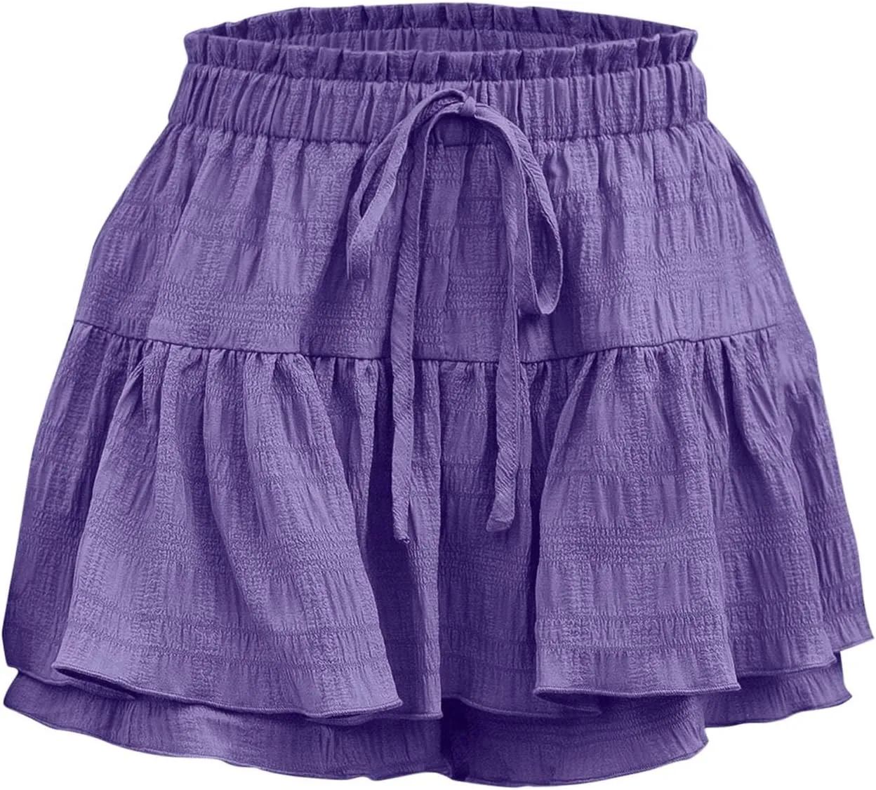 Flowy Shorts for Women Casual Boho Ruffle Tiered Skorts High Waisted Drawstring Mini Skirts Tennis Comfy Shorts 2025