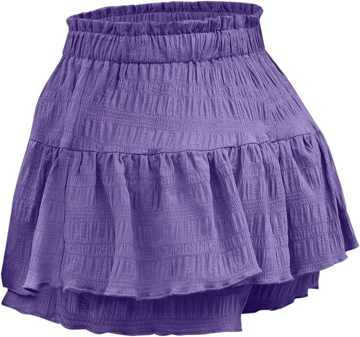Flowy Shorts for Women Casual Boho Ruffle Tiered Skorts High Waisted Drawstring Mini Skirts Tennis Comfy Shorts 2025