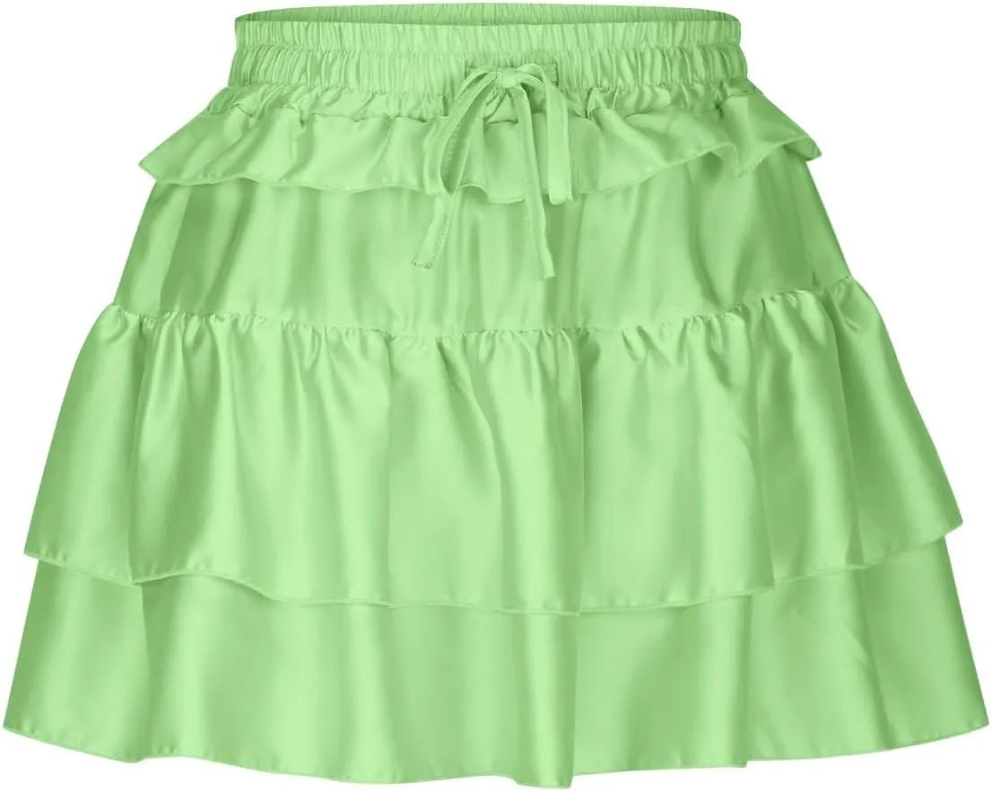 Flowy Skirts for Women Casual Shorts Boho Dress Sexy Floral Skorts Ruffle Mini Skirt Running Tennis Butterfly Shorts