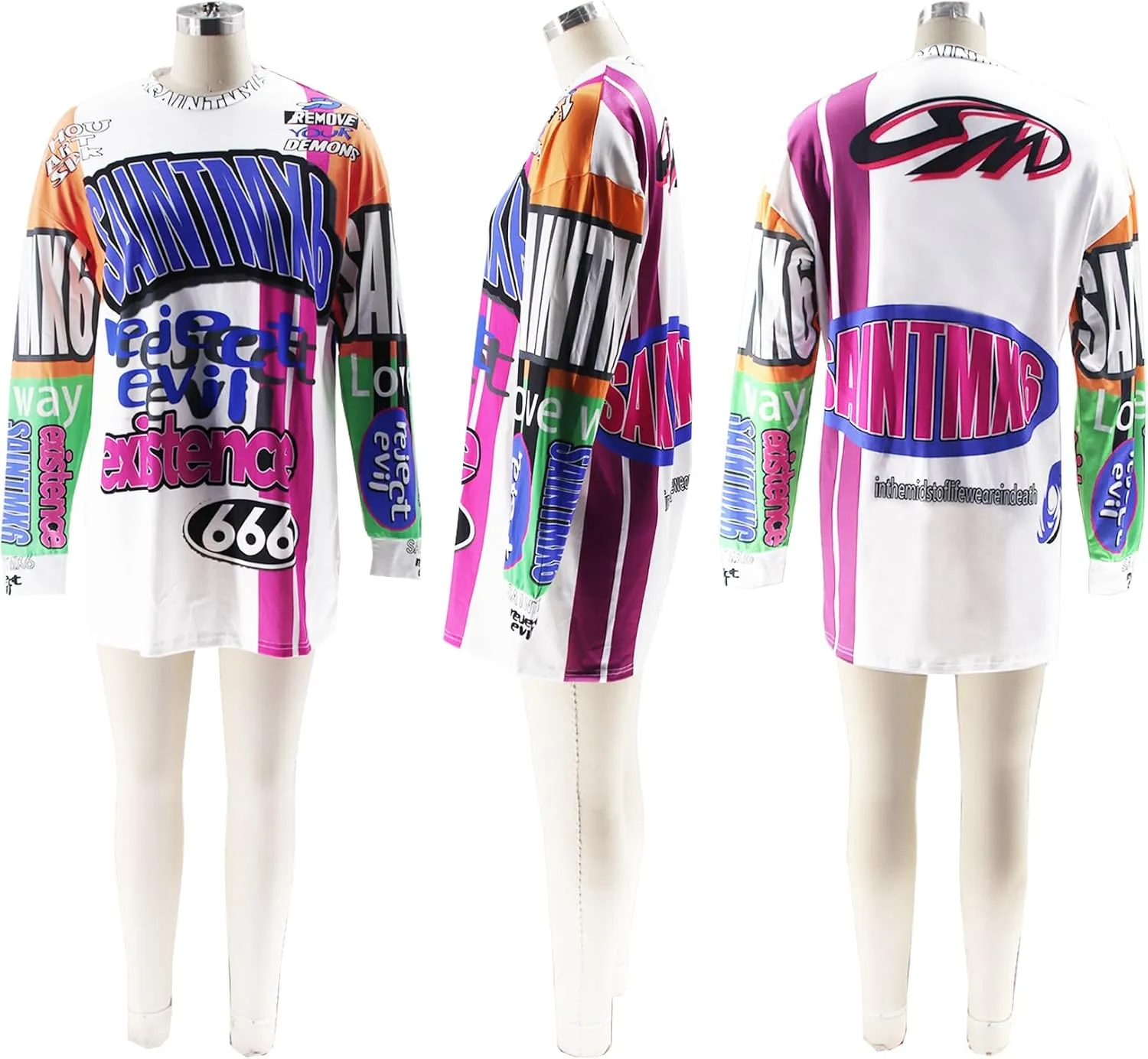 GGOOB 2000s Trendy 2024 Rapper Oversized Graphic Tees Y2k Long Sleeve Tshirts Hip Hop 90s Outfits Jersey Shirts Dress