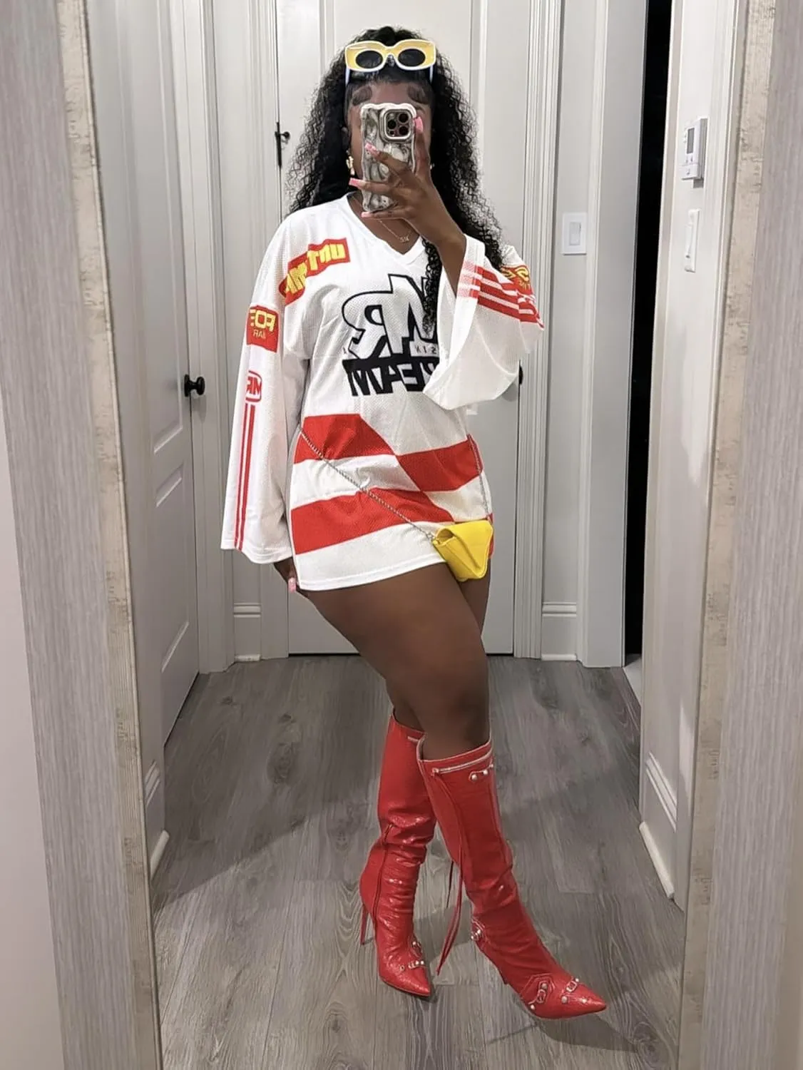 GGOOB 2000s Trendy 2024 Rapper Oversized Graphic Tees Y2k Long Sleeve Tshirts Hip Hop 90s Outfits Jersey Shirts Dress