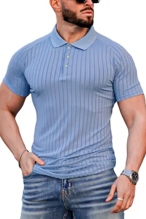 GINGTTO Men's Muscle Skinny Polo Shirts Workout V-Neck Tops Fitted for Men Short Sleeves Summer