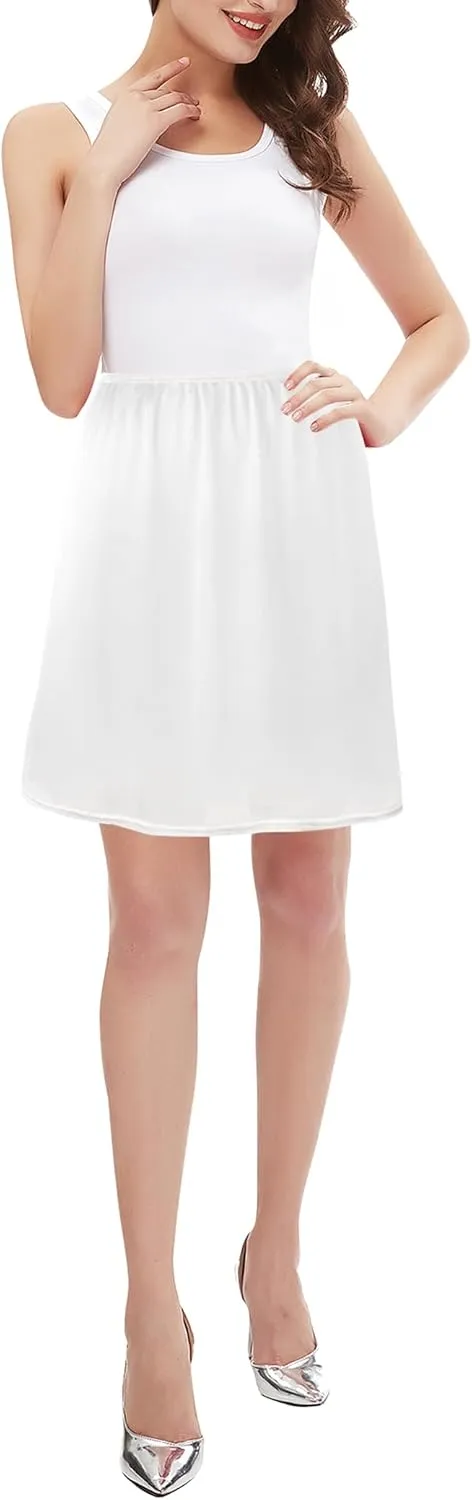 Girstunm 2 Pcs Women's Half Slips for Under Dresses Satin Skirt Extenders Anti-Static Petticoat Cosplay Underskirt