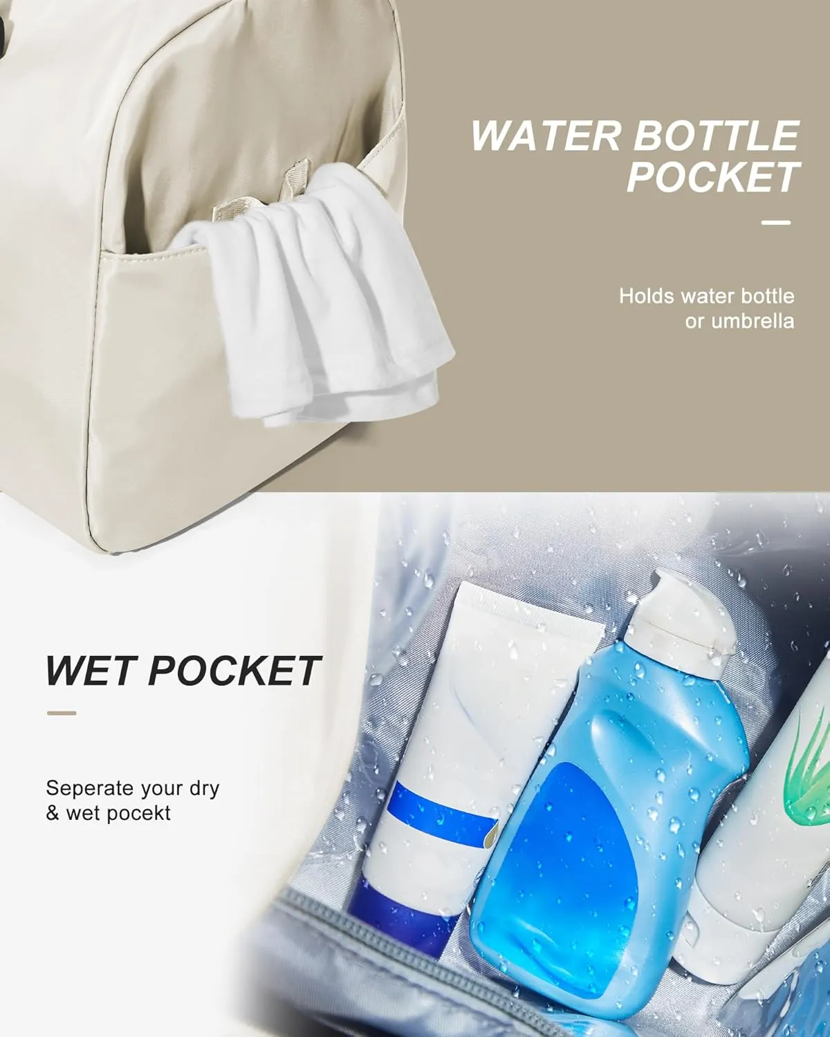 Gym Bag Womens Mens with Shoes Compartment and Wet Pocket Travel Duffel Bag for Women for Plane Sport Gym Tote Bags Swimming Yoga Small Waterproof Weekend Overnight Carry on Bag Hospital Holdalls