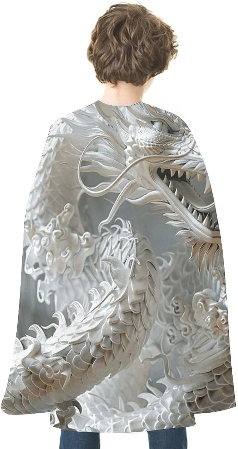 Halloween Cape, White Dragon Style Printed Cosplay Red Cape Costume Party Capes Halloween Cloak for Adults Women