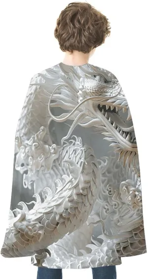 Halloween Cape, White Dragon Style Printed Cosplay Red Cape Costume Party Capes Halloween Cloak for Adults Women