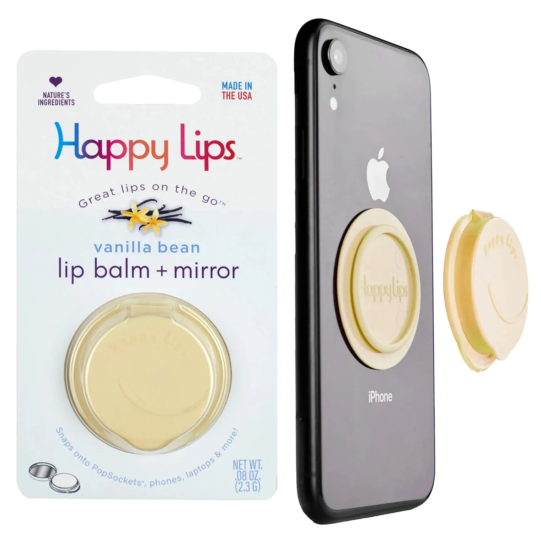 Happy Lips Lip Balm W/Mirror, Vanilla Bean