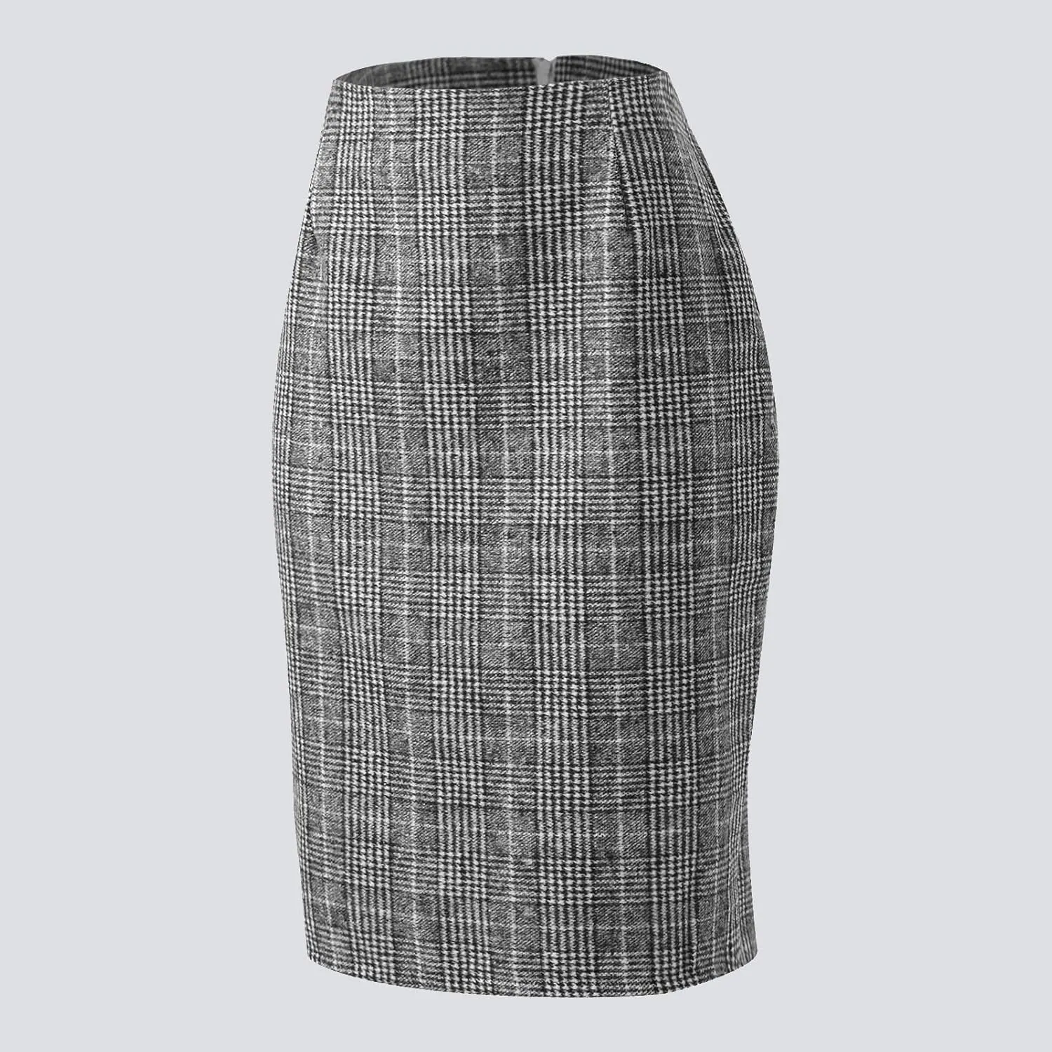 High Waisted Dancing Girls Tutu Skirts Bodycon Knee Length Pencil Plaid Skirts for Women Fall Winter Midi Skirt with Slit