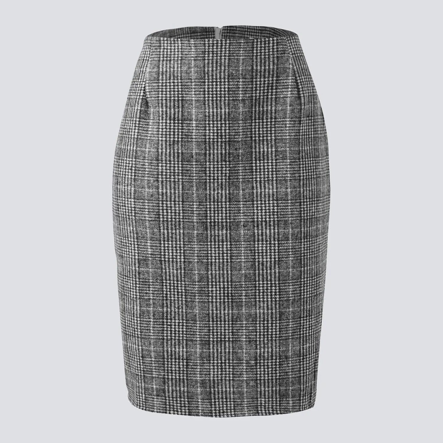 High Waisted Dancing Girls Tutu Skirts Bodycon Knee Length Pencil Plaid Skirts for Women Fall Winter Midi Skirt with Slit