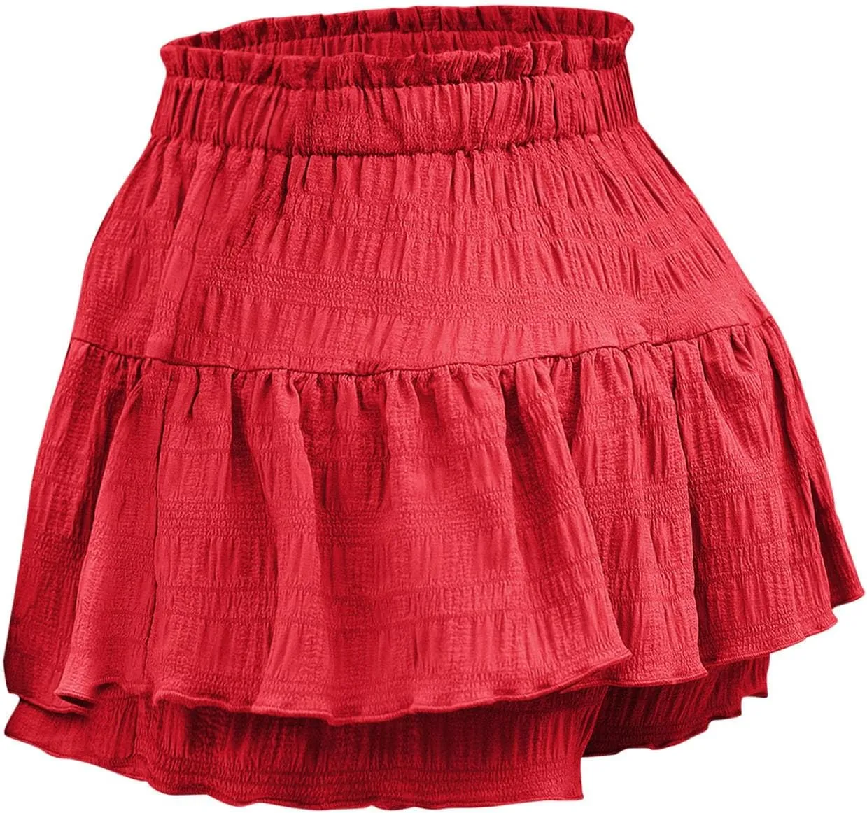 hlysgo Flowy Shorts for Women Casual Boho Ruffle Tiered Skorts High Waisted Drawstring Mini Skirts Tennis Comfy Shorts 2025