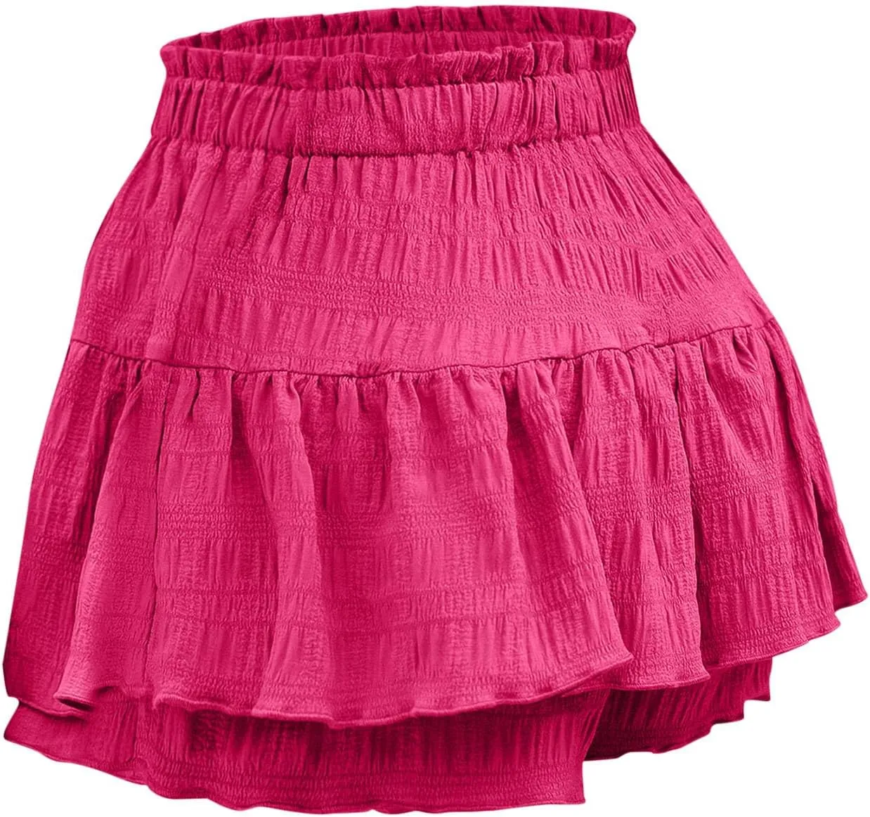 hlysgo Flowy Shorts for Women Casual Boho Ruffle Tiered Skorts High Waisted Drawstring Mini Skirts Tennis Comfy Shorts 2025