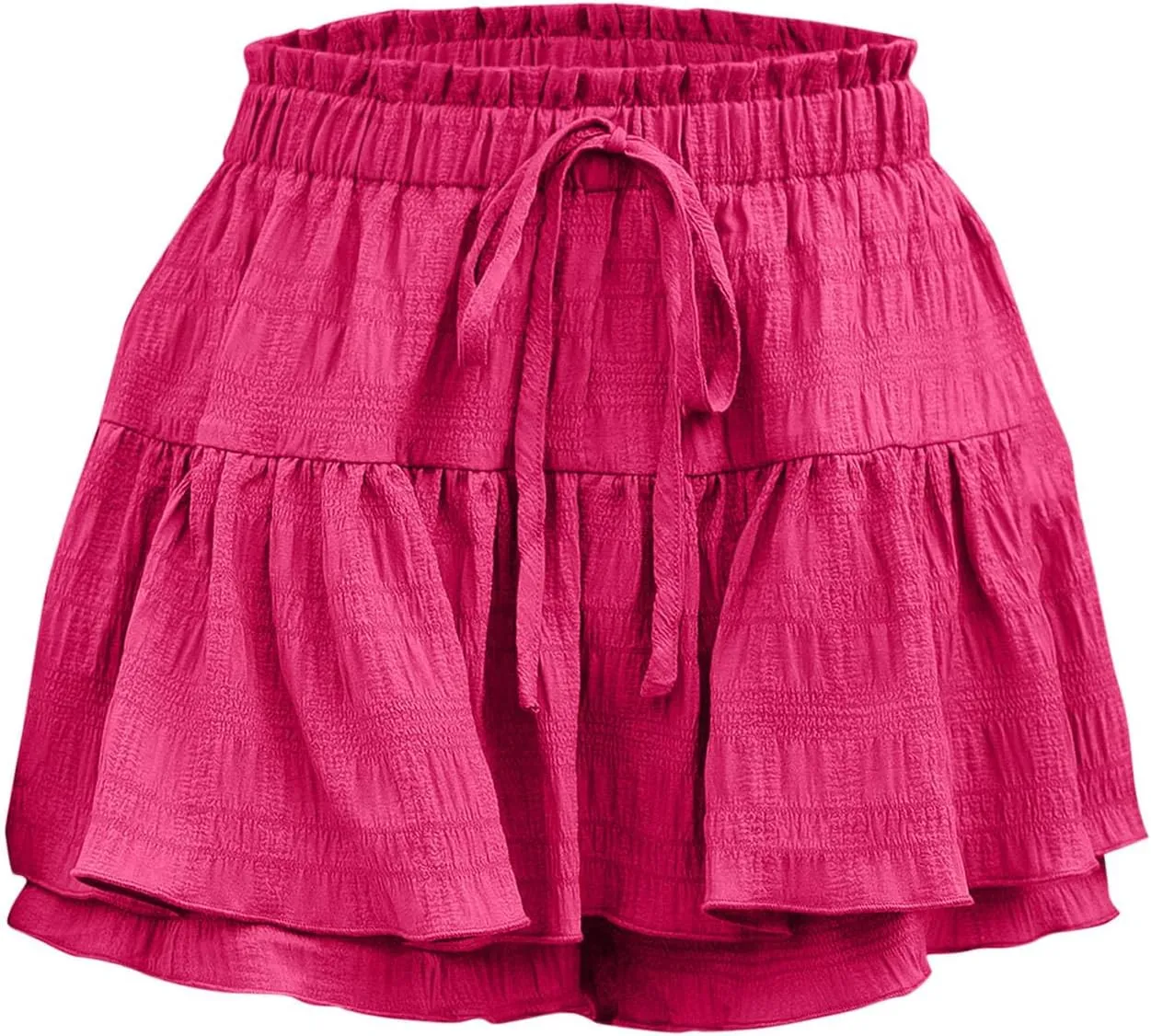 hlysgo Flowy Shorts for Women Casual Boho Ruffle Tiered Skorts High Waisted Drawstring Mini Skirts Tennis Comfy Shorts 2025