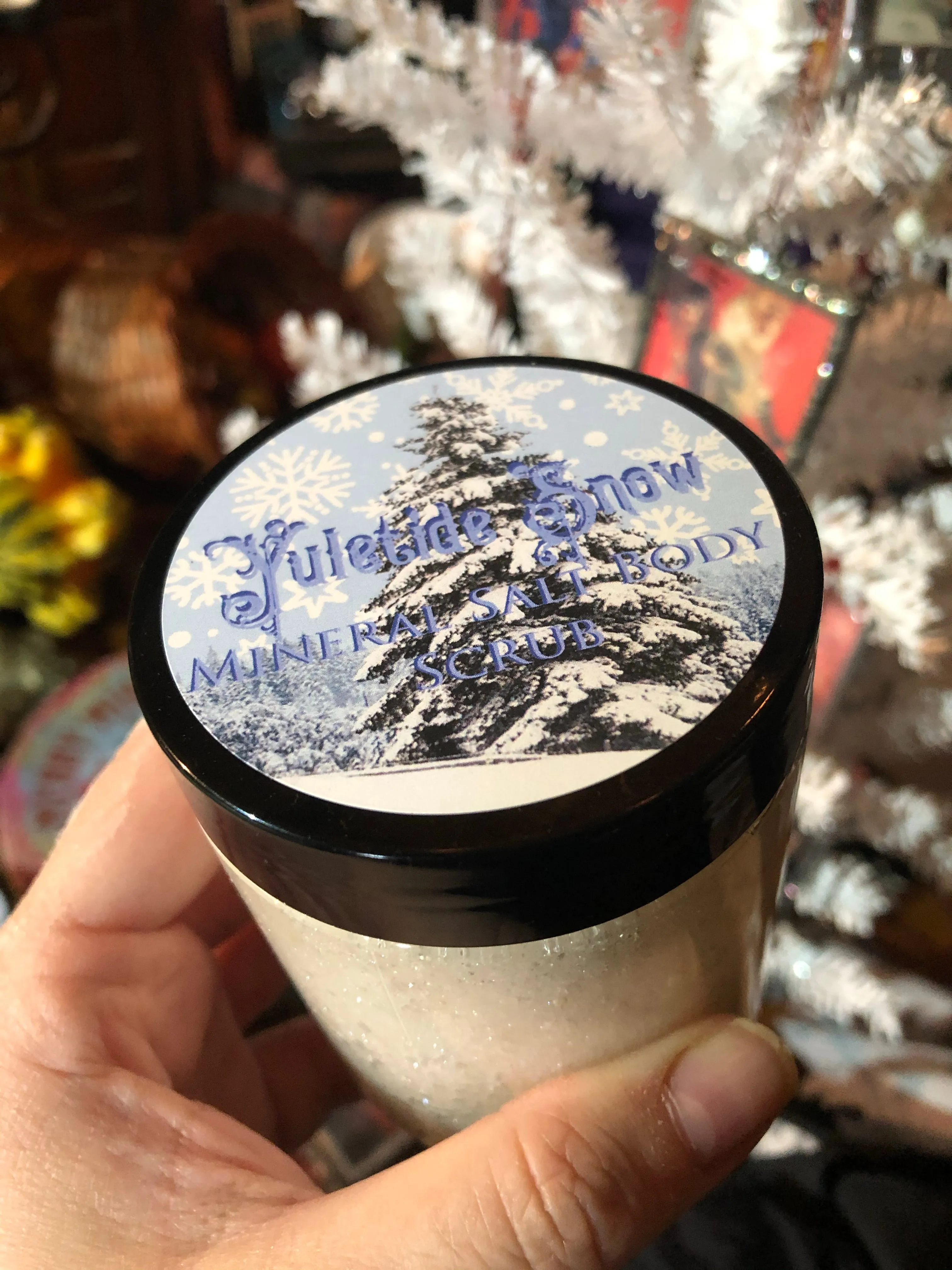 Holiday Body Scrub - Yuletide Snow - Dead Sea Salt - Shea Butter - Fir Tree - Fresh Snow