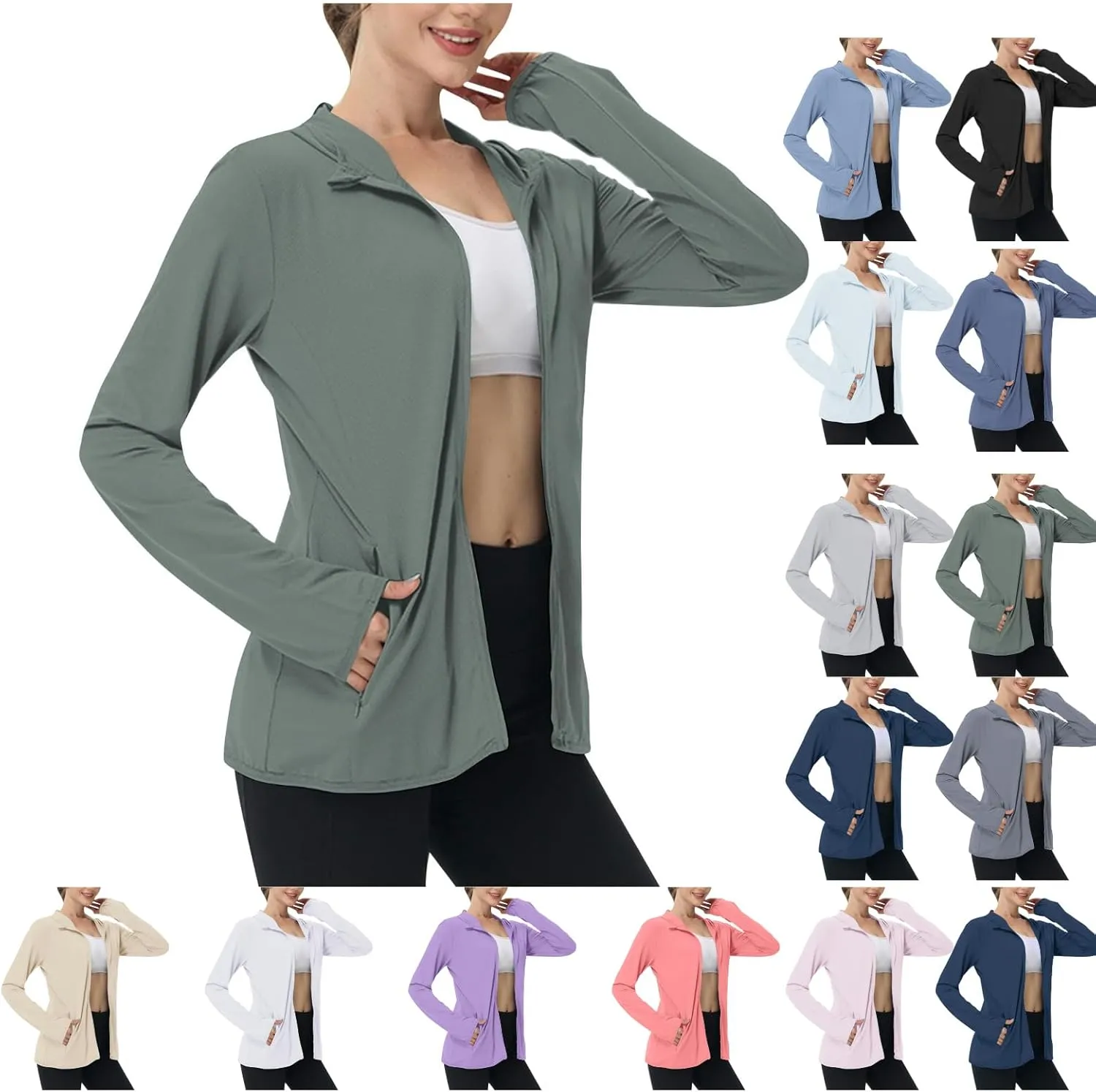 Hoodies for Women UPF 50  Sun Protection Shirts Lightweight Long Sleeve Sun Hoodie Jacket with Pockets for Hiking Outdoor