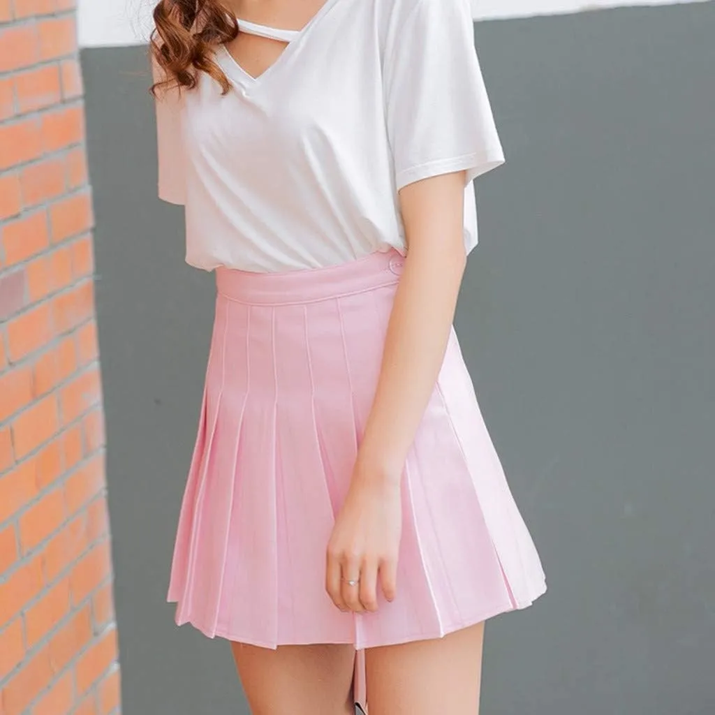 Hoop Skirt Steel Waist Mini Skirt High Fashion Pleated Waist Women's Casual Slim Skirt Tennis Skirt Silk Midi