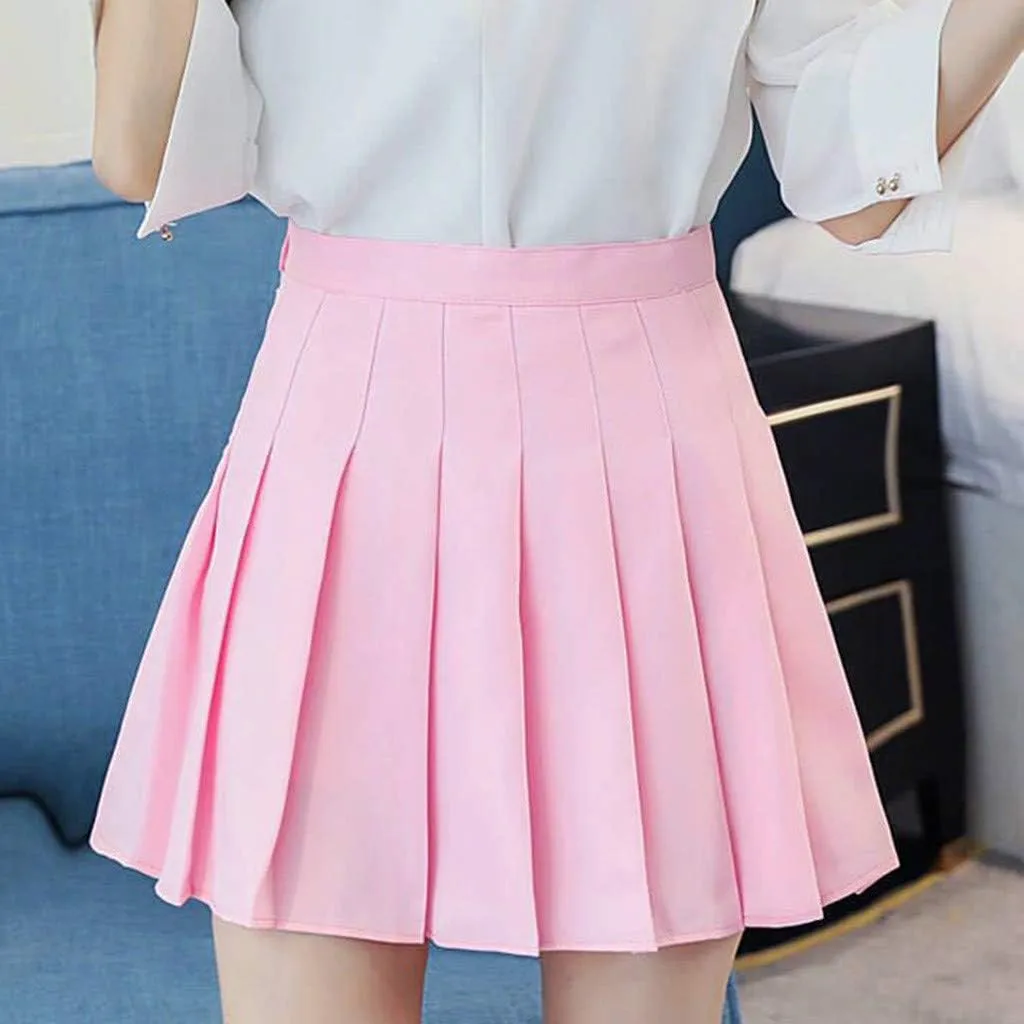 Hoop Skirt Steel Waist Mini Skirt High Fashion Pleated Waist Women's Casual Slim Skirt Tennis Skirt Silk Midi