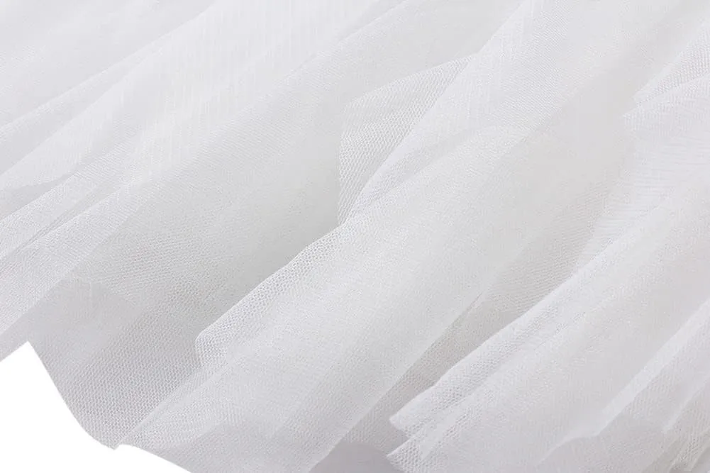 Hotmiss Women's Tulle Skirt Formal High Low Asymmetrical Midi Tea-Length Elastic Waist Tiered Layered Party Skirts